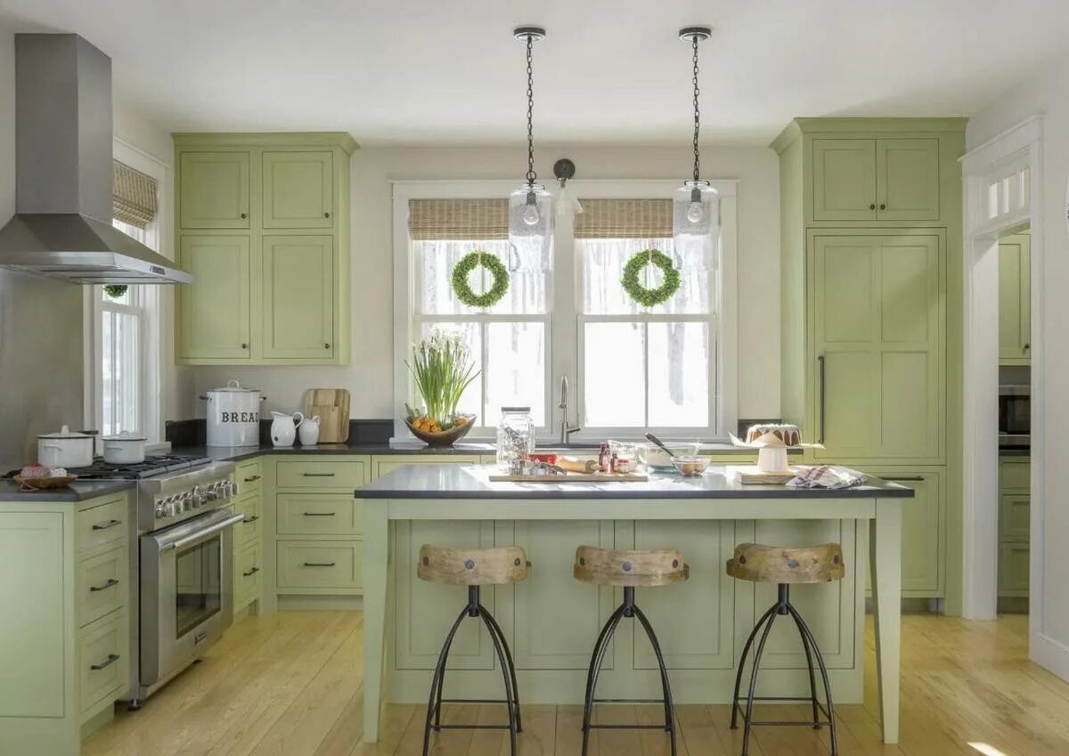 Кухня цвета фисташки в интерьере фото Фисташковый цвет в интерьере - кухни, гостиной или спальни и сочетание с другими