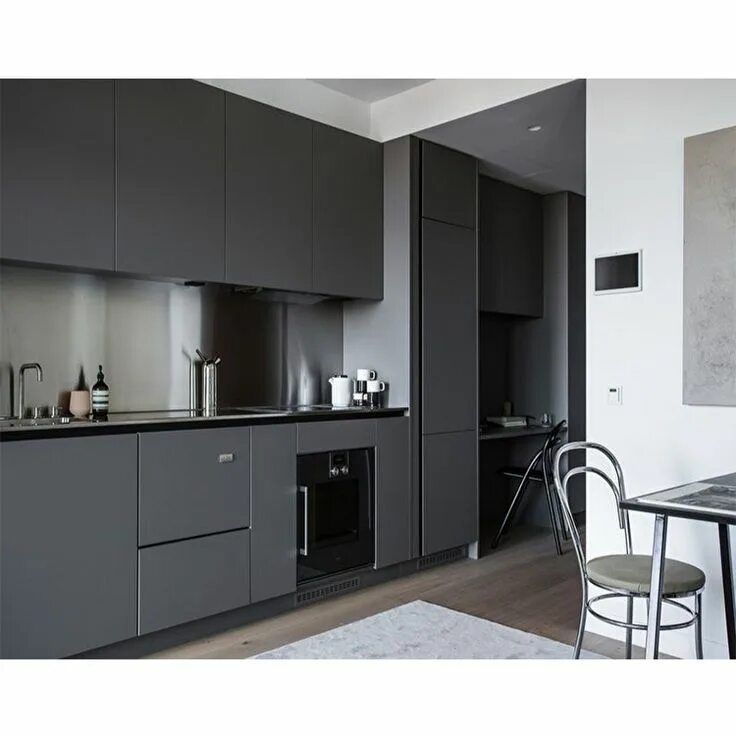 Кухня цвета графит матовый в интерьере фото Hot Item European Style Black Grey MDF Solid Wooden Rta Kitchen Cabinets Chinese