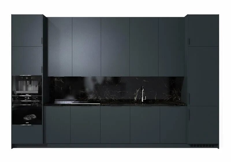 Кухня цвета графит матовый в интерьере фото Кухонный гарнитур Юлиан