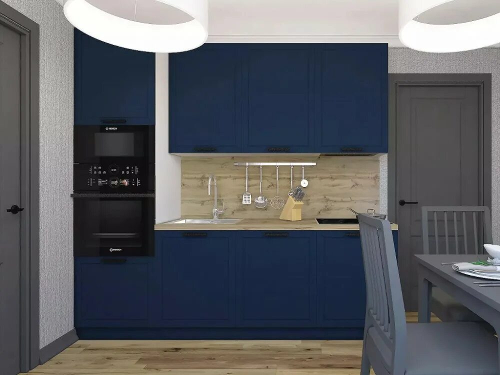 Кухня цвета индиго в интерьере Кухня Монс Индиго купить недорого в Челябинске