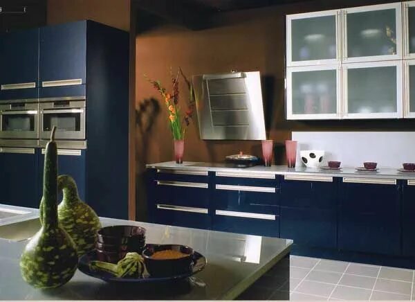 Кухня цвета индиго в интерьере Modern Kitchen with Blue Cabinets