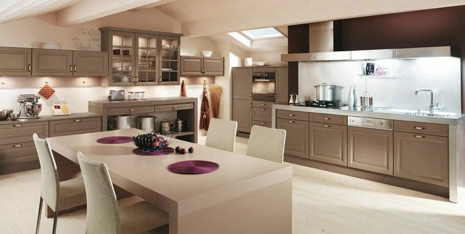 Кухня цвета капучино в интерьере фото Cuisine Perrine chêne laqué havane Cuisine équipée, Cuisine, Mobalpa