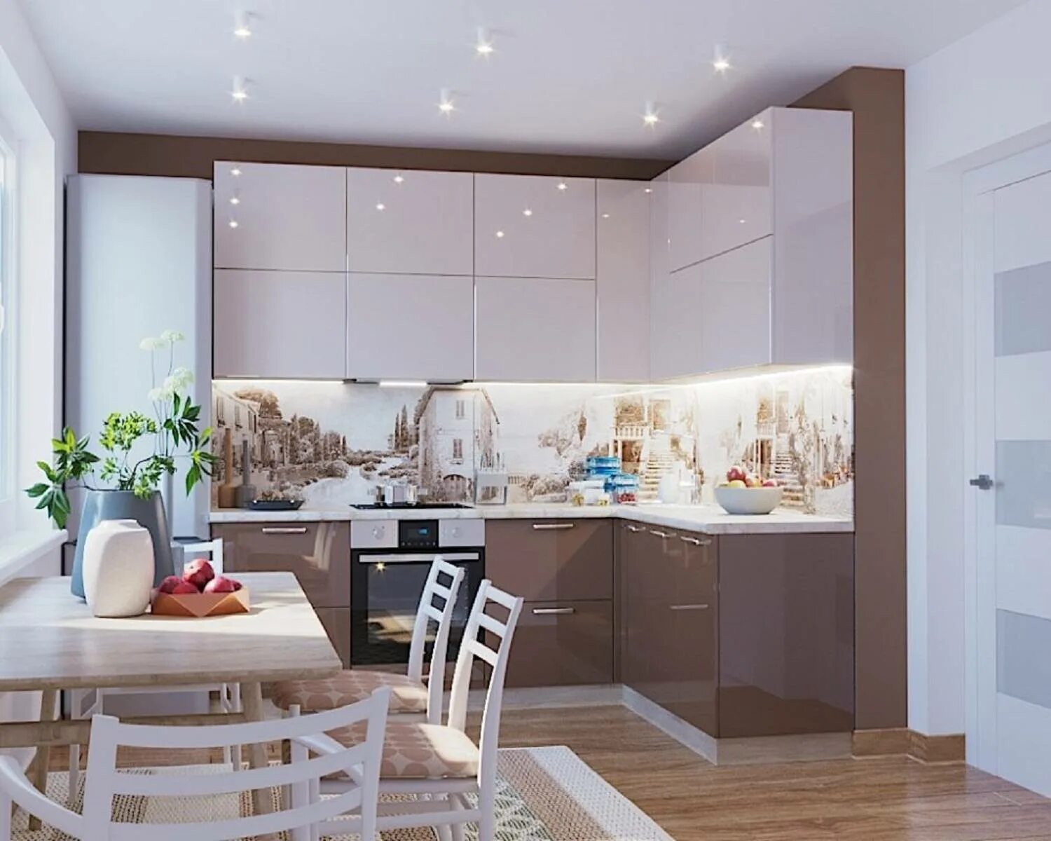 Кухня цвета кофе с молоком в интерьере Интерьер кухни капучино