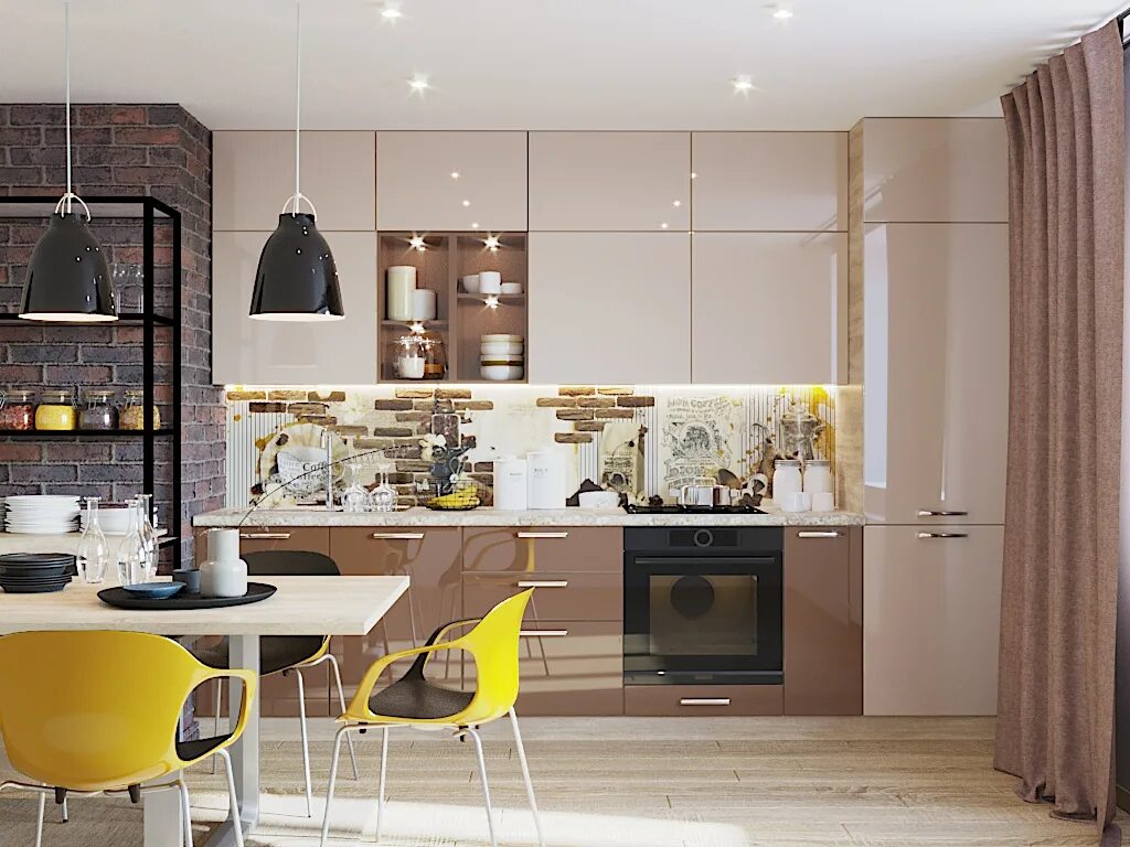 Кухня цвета латте в интерьере Кухня Латте 13 - Априори - мебельная фабрика