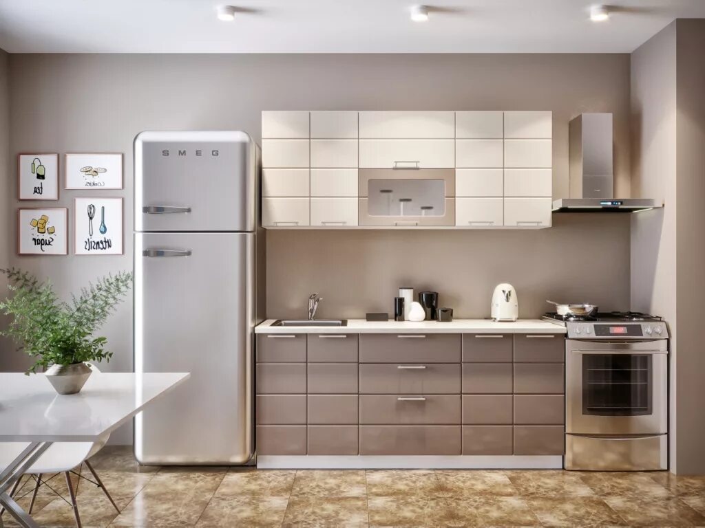 Кухня цвета латте в интерьере Кухонный гарнитур Соло 1800 Ваниль Мокко - купить в Стерлитамаке на Дом74мебели.