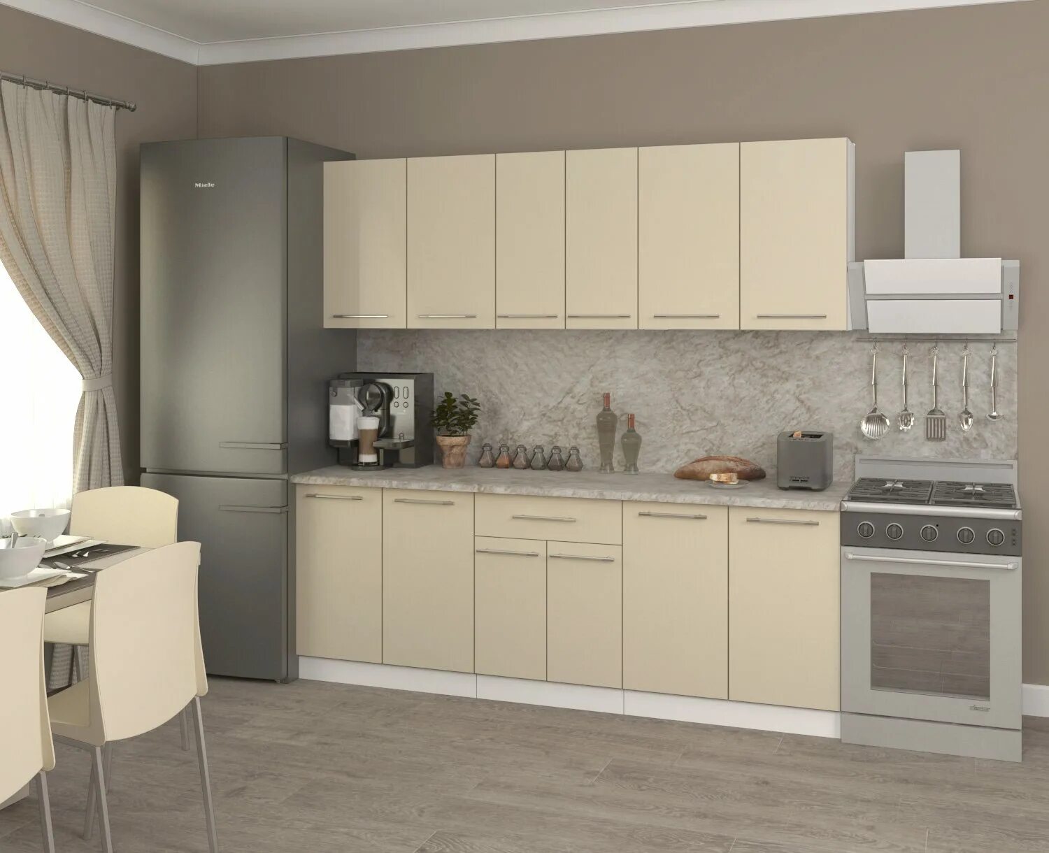 Кухня цвета латте в интерьере фото Официальный сайт производителя ООО ФорестДекоГрупп Кухня "Марта" (ширина 2200 мм