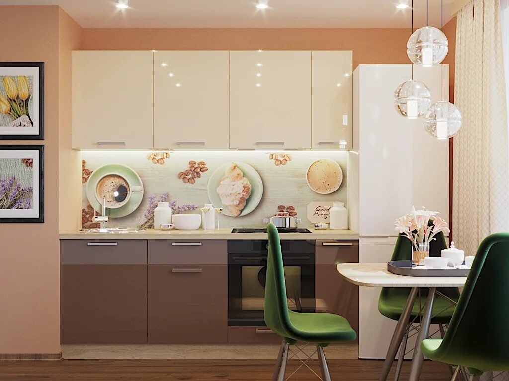 Кухня цвета латте в интерьере фото Кухня Латте 6 - Априори - мебельная фабрика
