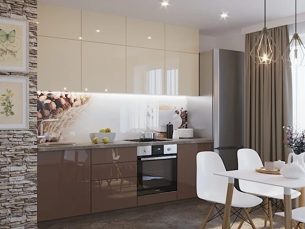 Кухня цвета латте в интерьере фото Кухня Латте 1 - Априори - мебельная фабрика