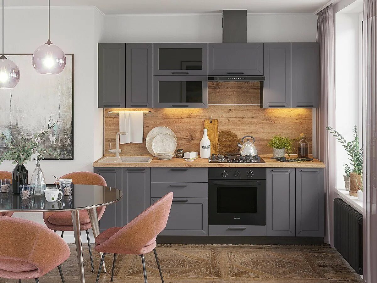 Кухня цвета маренго в интерьере фото Кухня Глетчер-02 купить в Санкт-Петербурге по цене 50 300 ₽ в интернет-магазине 