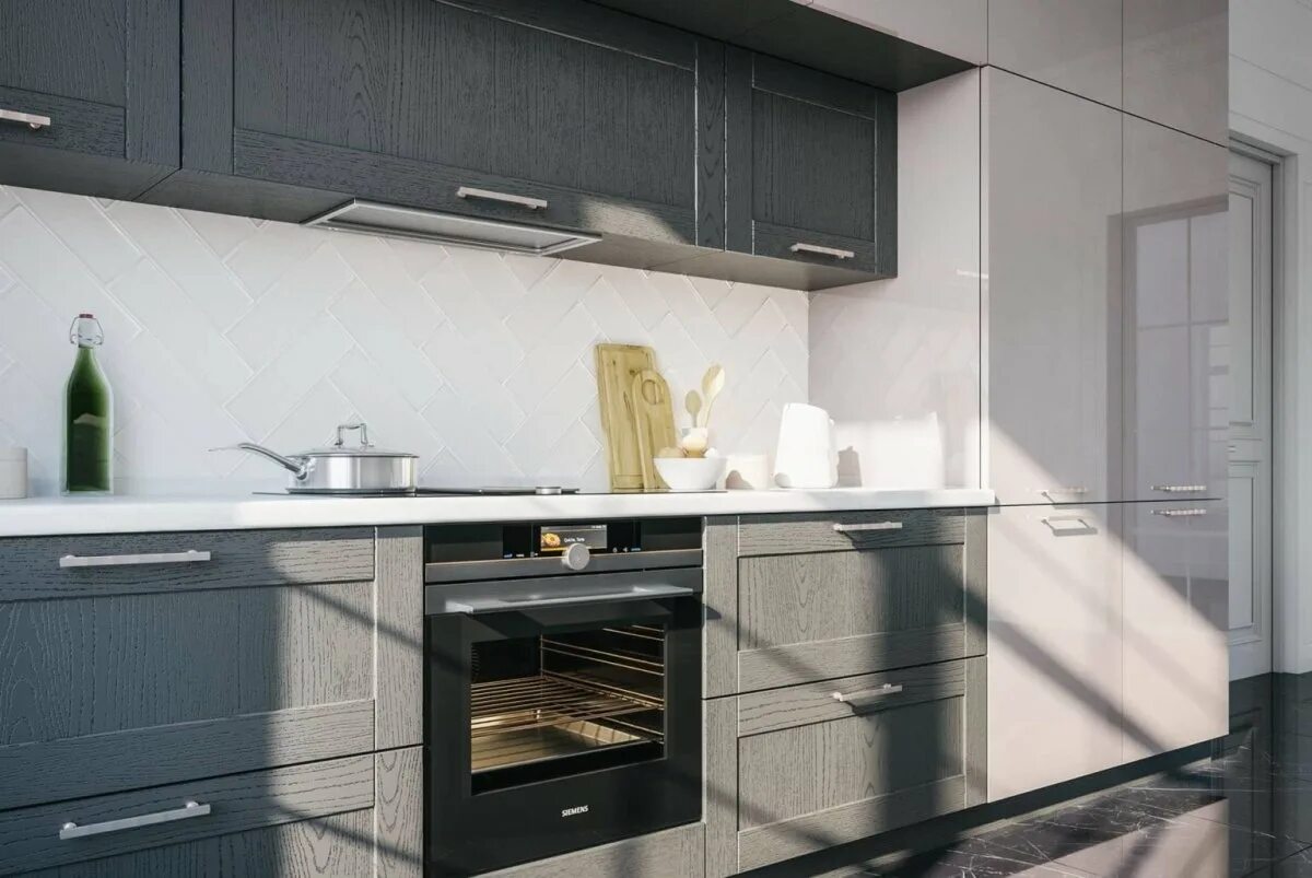 Кухня цвета маренго в интерьере фото Кухня глетчер маренго силк - 57 фото