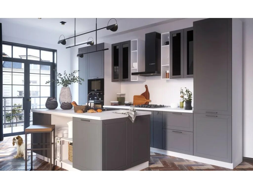 Кухня цвета маренго в интерьере фото Модульная кухня Глетчер: купить в Томске