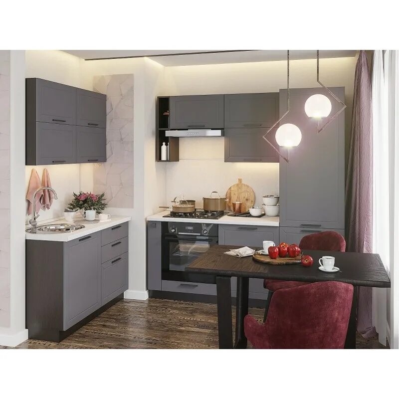 Кухня цвета маренго в интерьере фото Глетчер-03, цвет: Маренго Силк