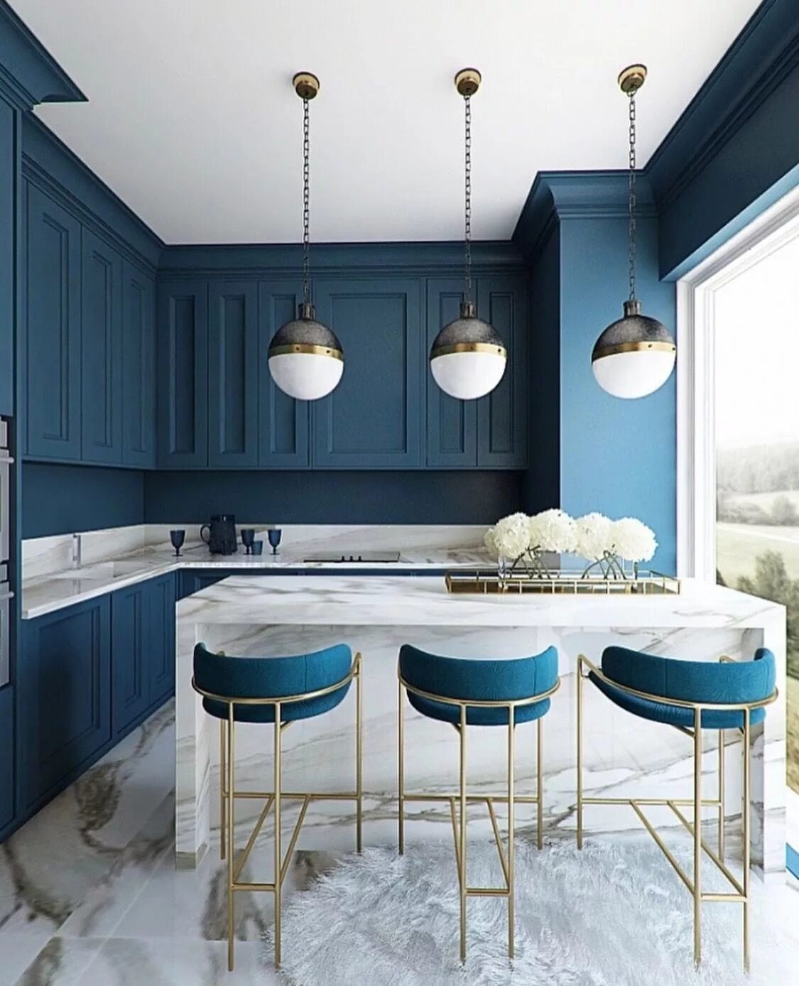 Кухня цвета морской волны в интерьере Pin de Ирина em Кунда квартира Idéias de decoração de cozinha, Cozinhas, Cozinha