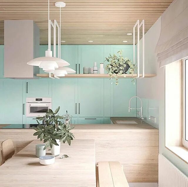 Кухня цвета мяты в интерьере фото Pin de Jessica Gregorio em // kitchen Interior da casa moderna, Design de casa d