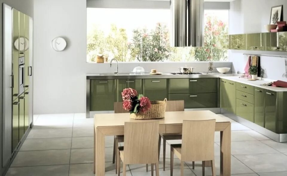 Кухня цвета оливы в интерьере фото Кухня зеленый бамбук: фото, цены. Купить в Москве зеленую кухню.