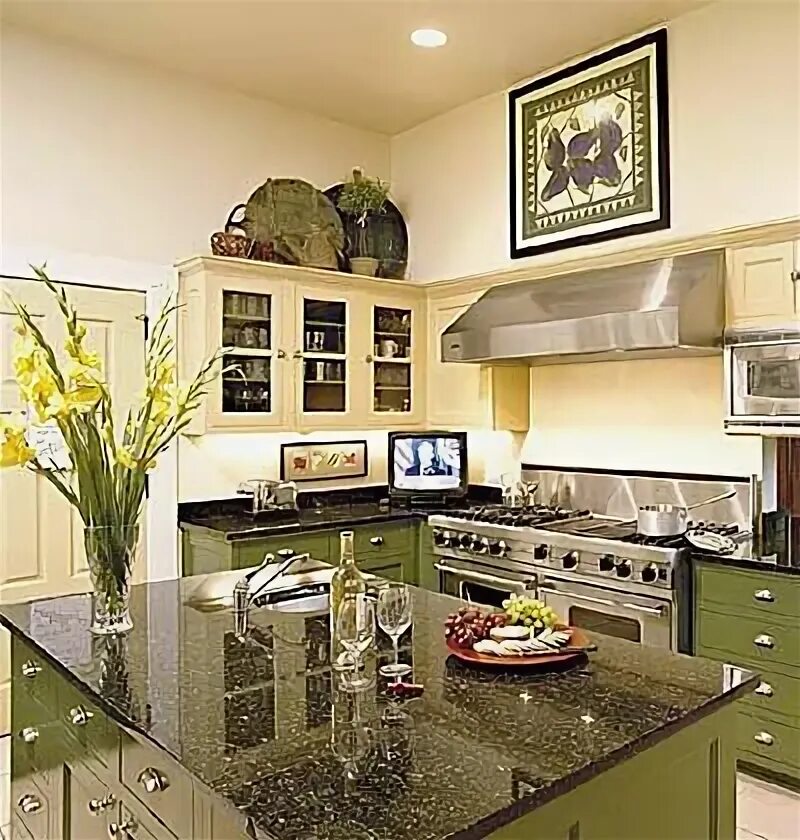 Кухня цвета оливы в интерьере фото colored cabinets