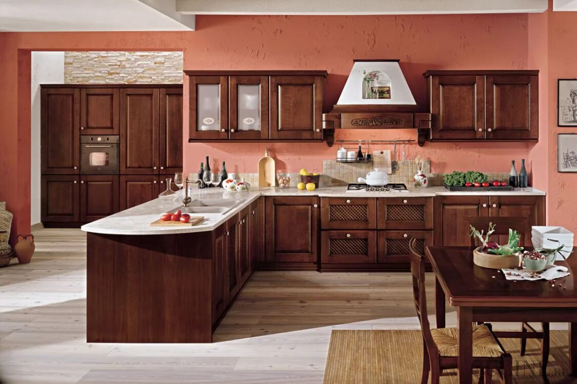 Кухня цвета орех в интерьере фото Кухня Arrex Grazia из Италии, купить итальянскую кухню Arrex Grazia в Москве