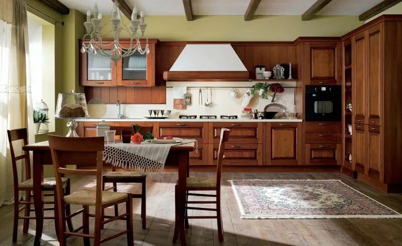 Кухня цвета орех в интерьере фото Кухня Zaccariotto Athena - купить в Москве мебель для кухни по выгодным ценам - 