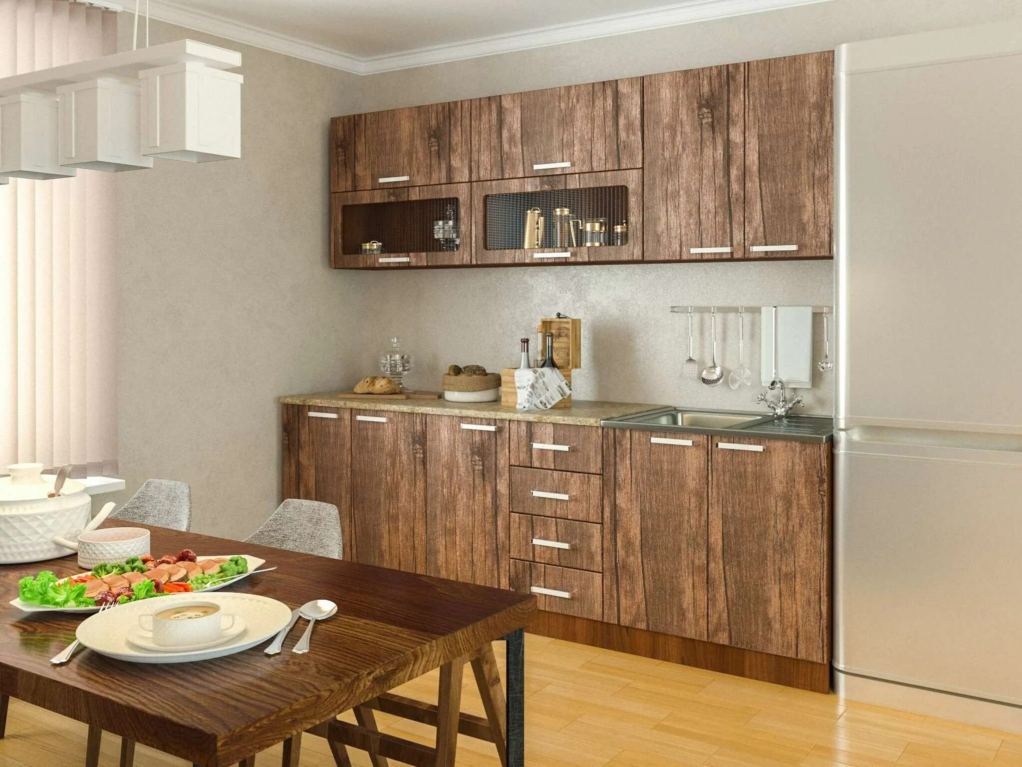 Кухня цвета орех в интерьере фото Кухонная мебель цвета орех - Дом Мебели.ру