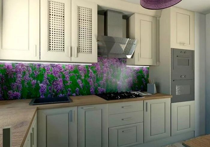 Кухня цвета шалфей фото в интерьере Обои для кухни в стиле прованс