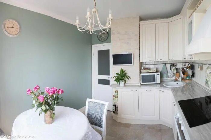 Кухня цвета шалфей фото в интерьере Кухня "Ваниль и шалфей". Эволюция. Tiny kitchen, Room, Interior