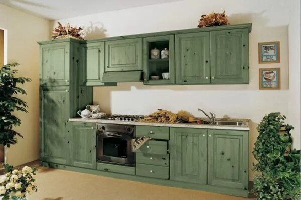 Кухня цвета шалфей фото в интерьере Темно-зеленый цвет мебели идеален для стиля кантри Кухня, Зеленая кухня, Темно-з