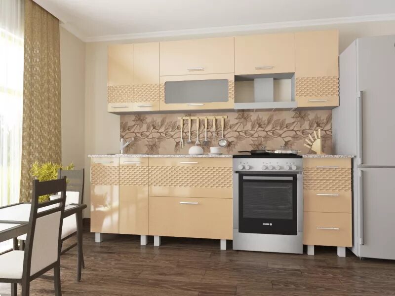 Кухня цвета шампань в интерьере фото Кухонный гарнитур Светлана Шампань - купить в Тюмени в интернет-магазине 72-mebe