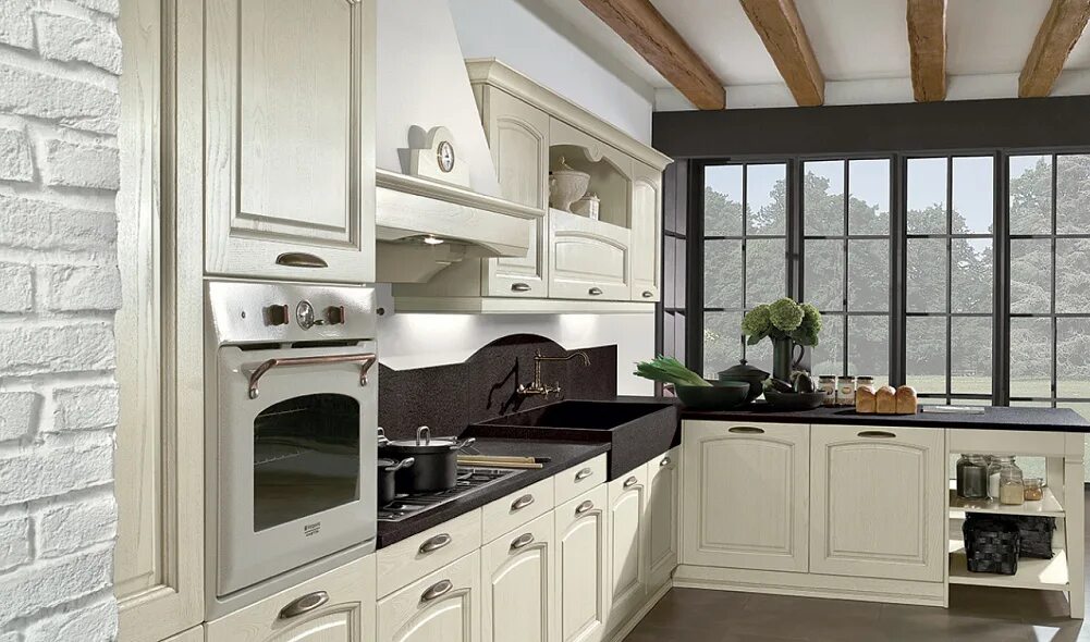 Кухня цвета слоновая кость фото Кухня Arredo3 Emma 1 из Италии, купить итальянскую кухню Arredo3 Emma 1 в Москве