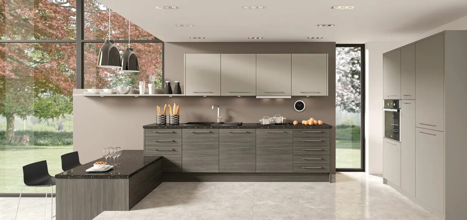 Кухня цвета трюфель в интерьере фото Avola Grey Brown Small kitchen furniture, Kitchen design gallery, Kitchen design