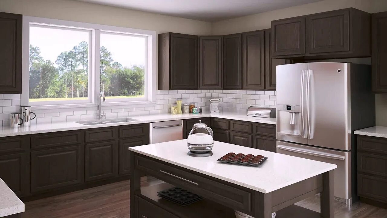 Кухня цвета трюфель в интерьере фото Espresso Kitchen Cabinets With White Quartz Countertops - YouTube