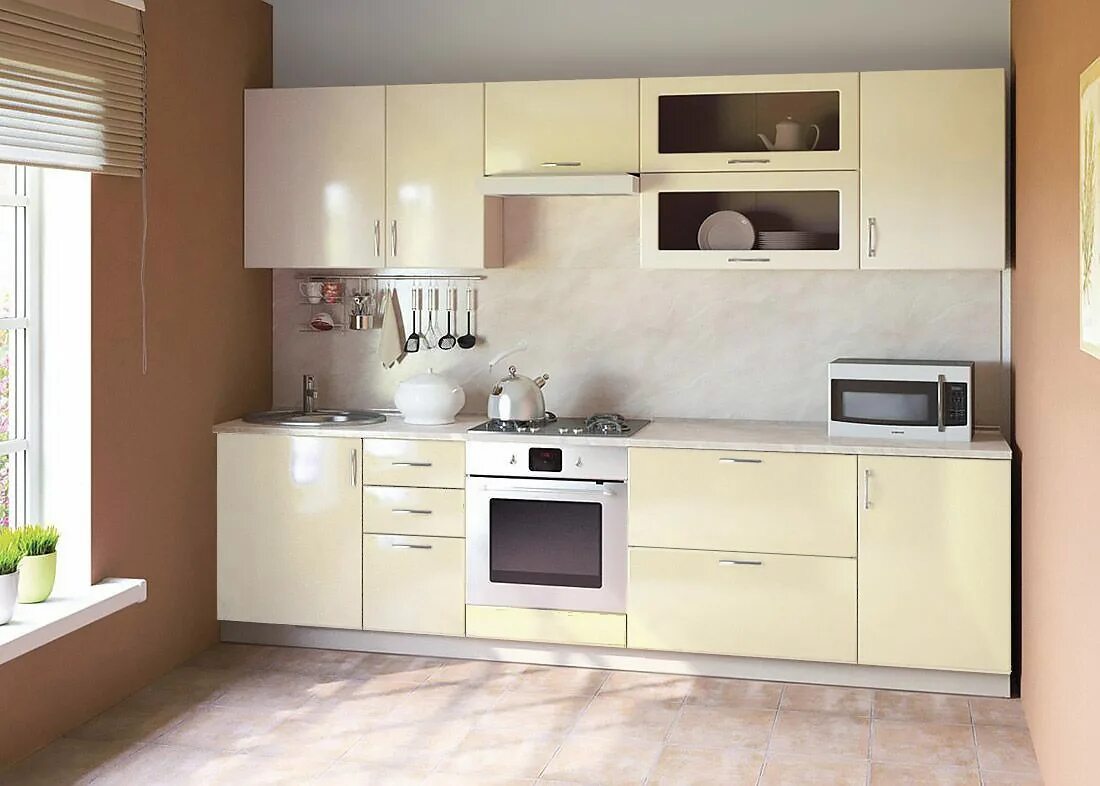 Кухня цвета ваниль в интерьере фото Кухня Сандра ваниль и ваниль-капучино