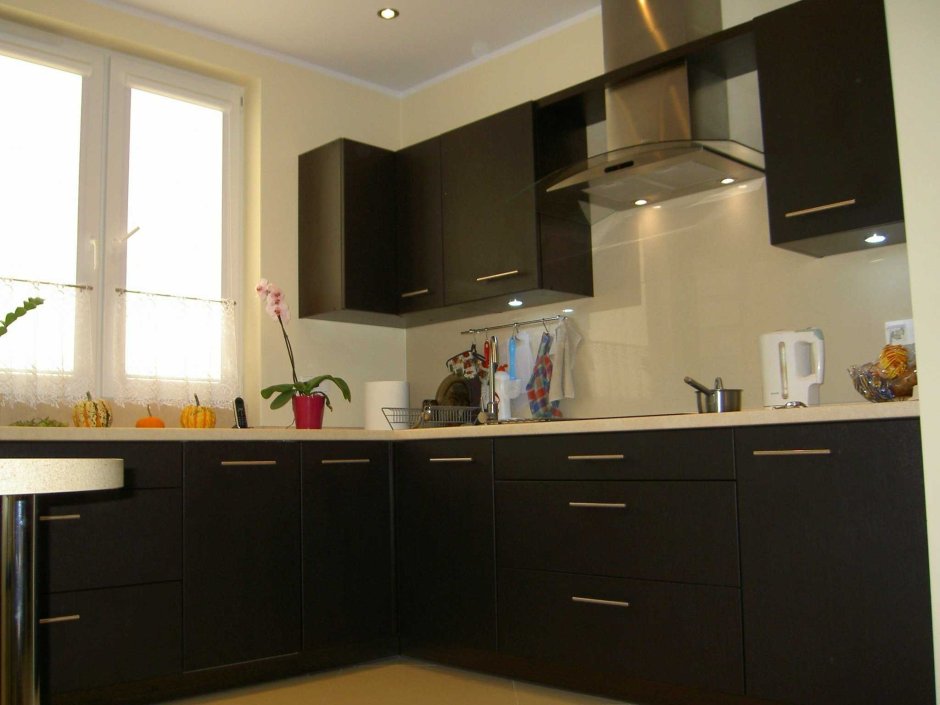 Кухня цвета венге в интерьере Пол венге на кухне Bixol.Ru