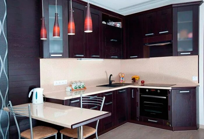 Кухня цвета венге в интерьере Угловая кухня "Раут" Корпусная и кухонная мебель на заказ по низким ценам в Крас