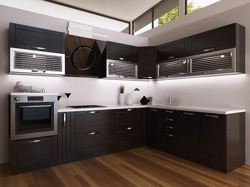 Кухня цвета венге в интерьере Кухня угловая Венге производства фабрики Hausrat Мебель