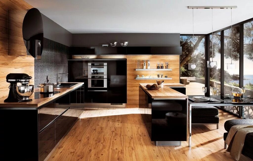 Кухня темная с деревом фото в интерьере mobalpa Cuisines design, Cuisine moderne, Amenagement cuisine