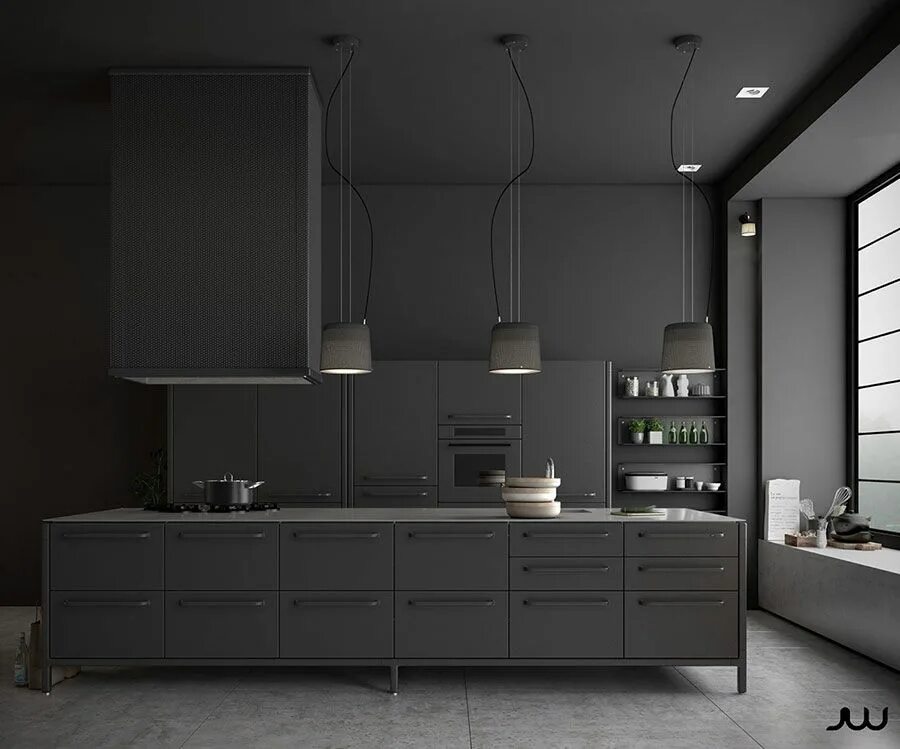 Кухня темно серого цвета в интерьере Cucine Nere di Design: 60 Modelli che vi Conquisteranno MondoDesign.it Black kit