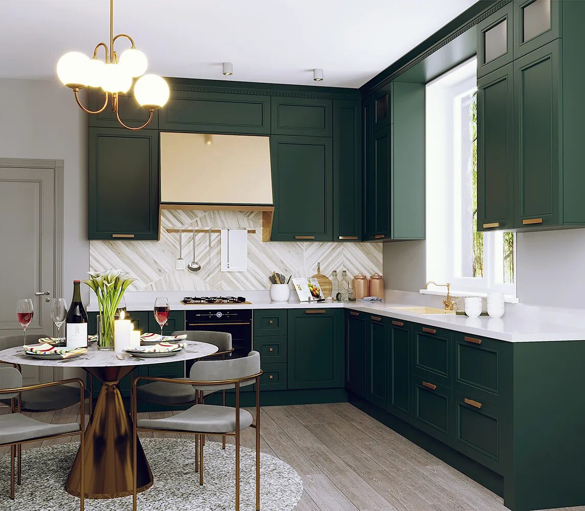 Кухня темно зеленого цвета фото кухня Палермо - Работа из галереи 3D Моделей