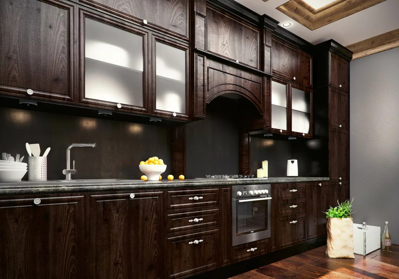 Кухня темное дерево фото Кухня DeFrans