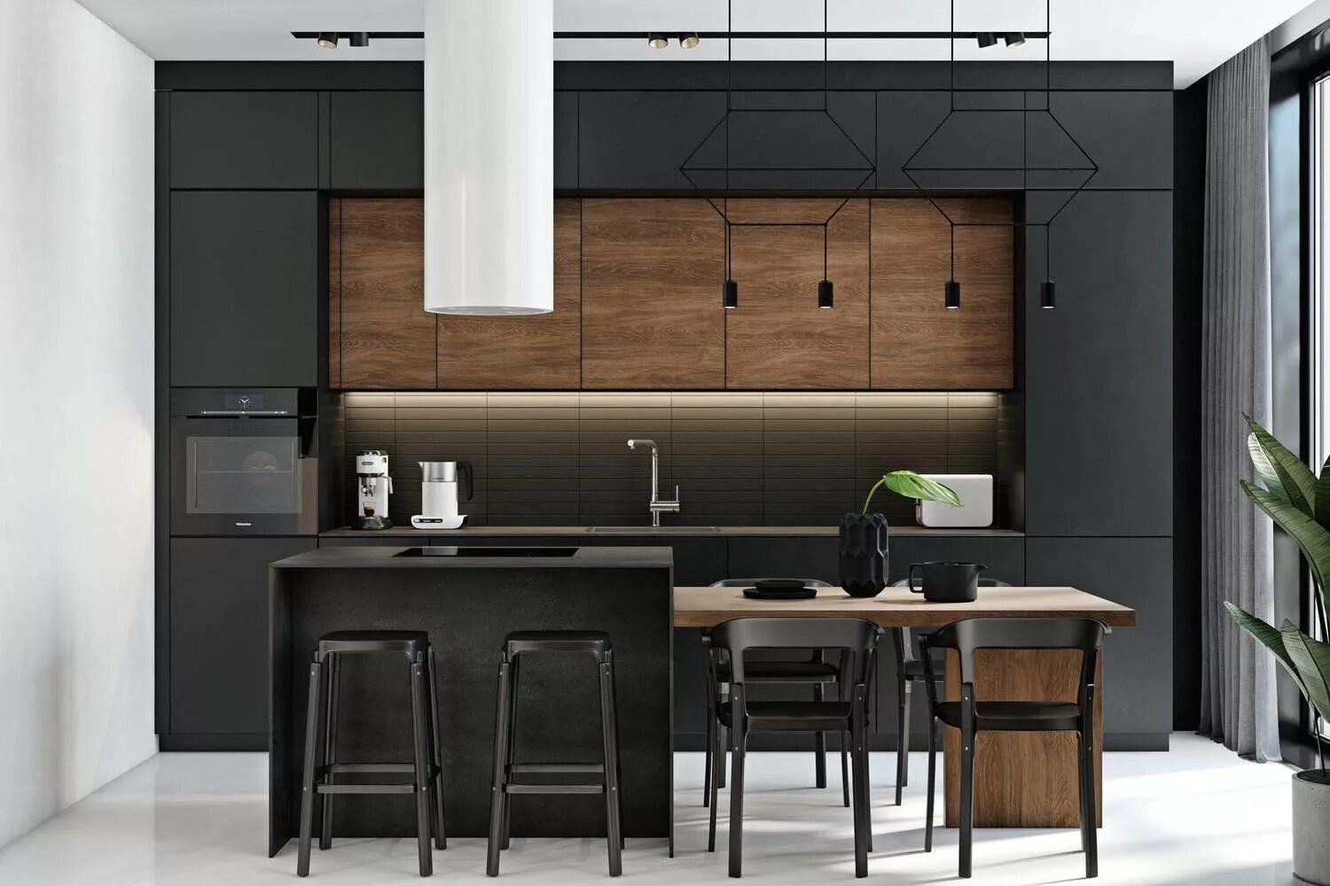 Кухня темное дерево в интерьере 10 трендов в дизайне кухни - INMYROOM Modern kitchen interiors, Interior design 
