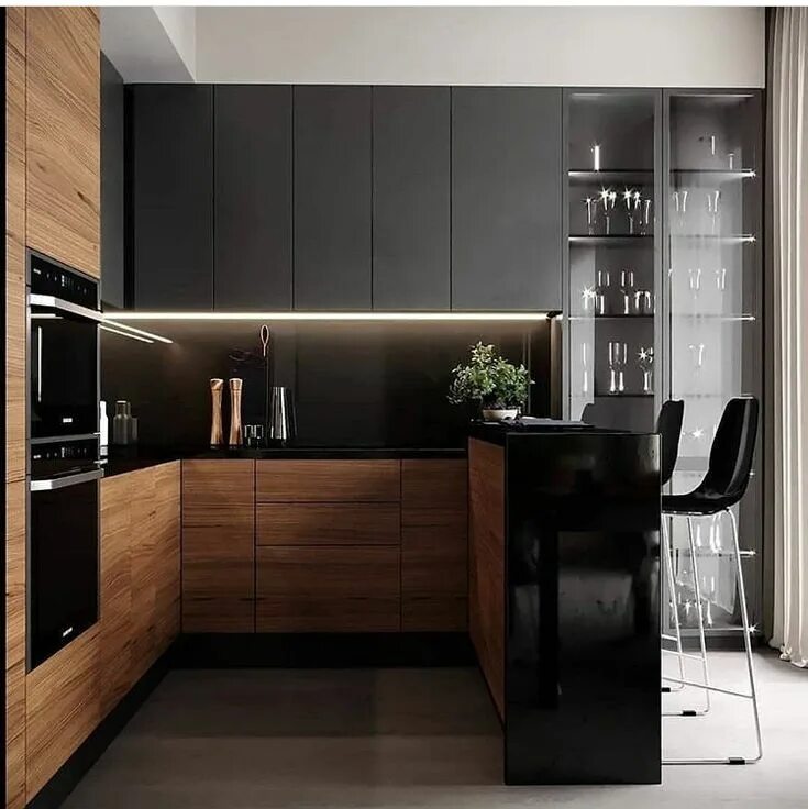Кухня темного цвета фото дизайн Pin by Mohit Gupta on Luxury kitchen design Modern kitchen interiors, Kitchen in