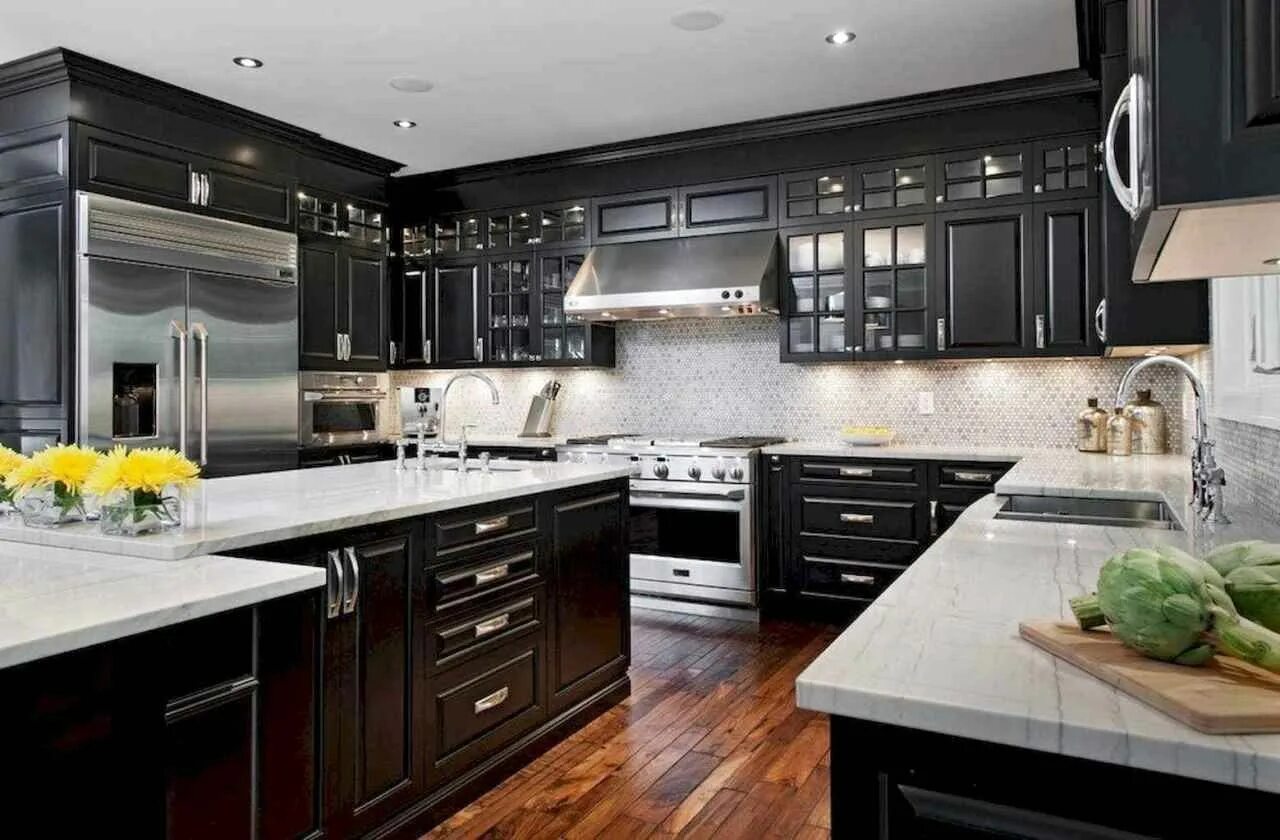 Кухня темного цвета фото дизайн 62 Best Black Kitchen Cabinets Design Ideas Kitchen cabinet design, Black kitche