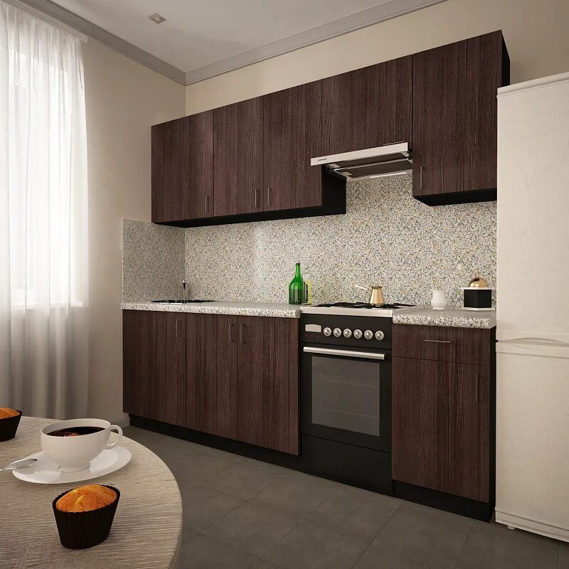 Кухня темный дуб фото Шкаф напольный "Дуб Темный" 80 см - купить в Алматы по цене 17720 тенге - интерн