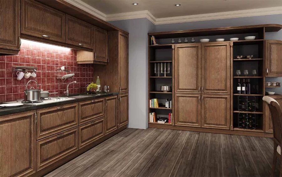 Кухня темный дуб фото Кухни из дуба мебель - 95 фото
