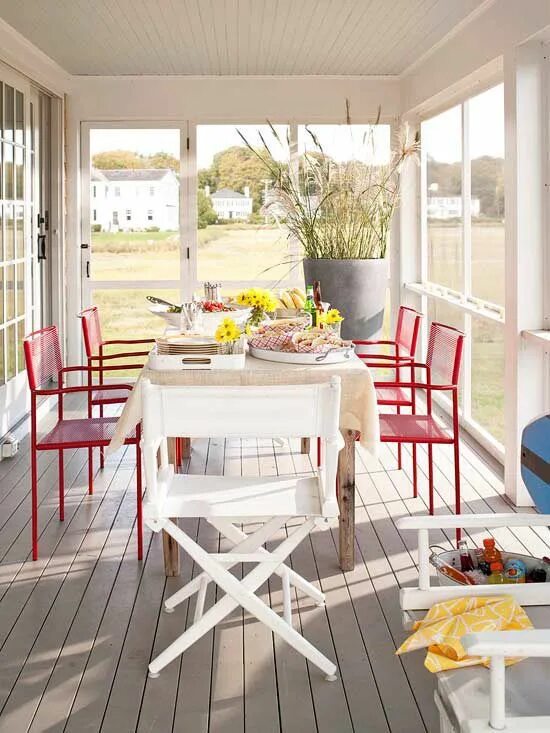 Кухня терраса фото Home Decorating: How to Add Color Without Paint Indoor porch, Porch design ideas