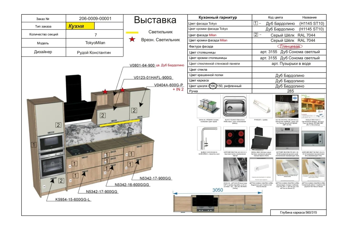 Кухня токио инструкция по сборке Кухня Токио (длина 3,05м)