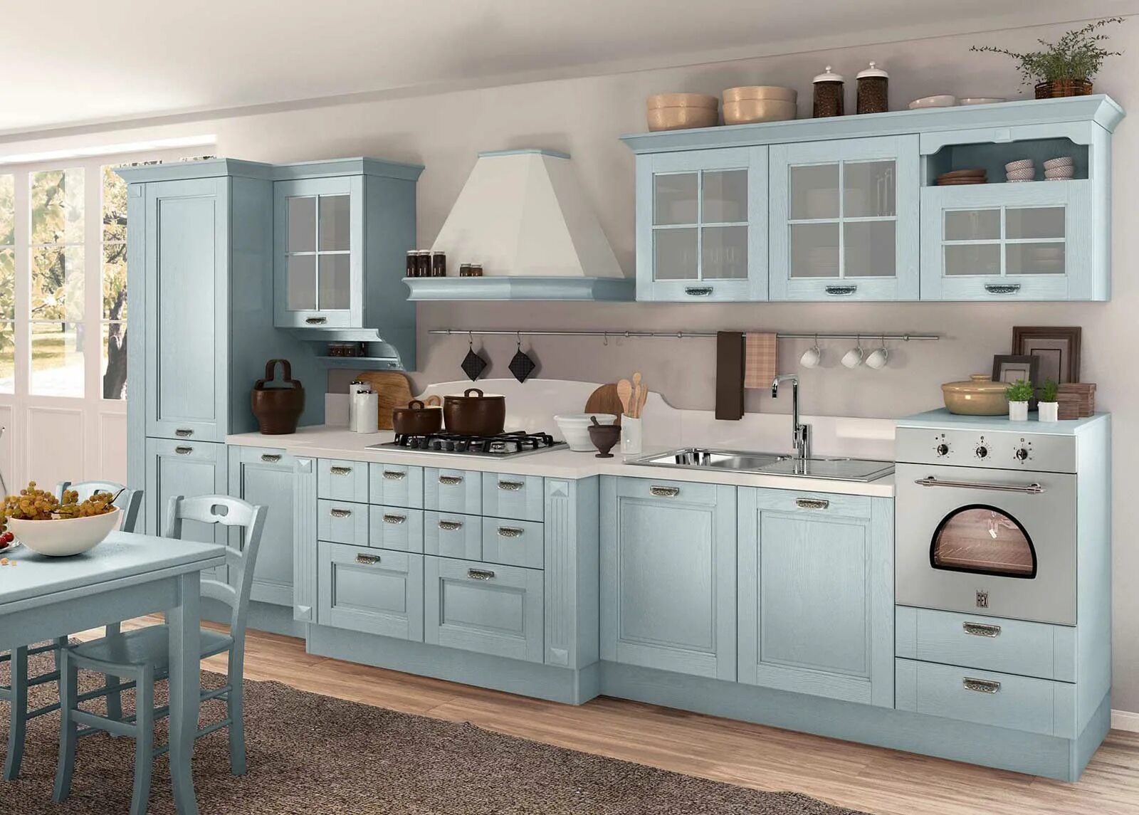 Кухня томари в интерьере Кухня роял вуд голубая - Дом Мебели.ру