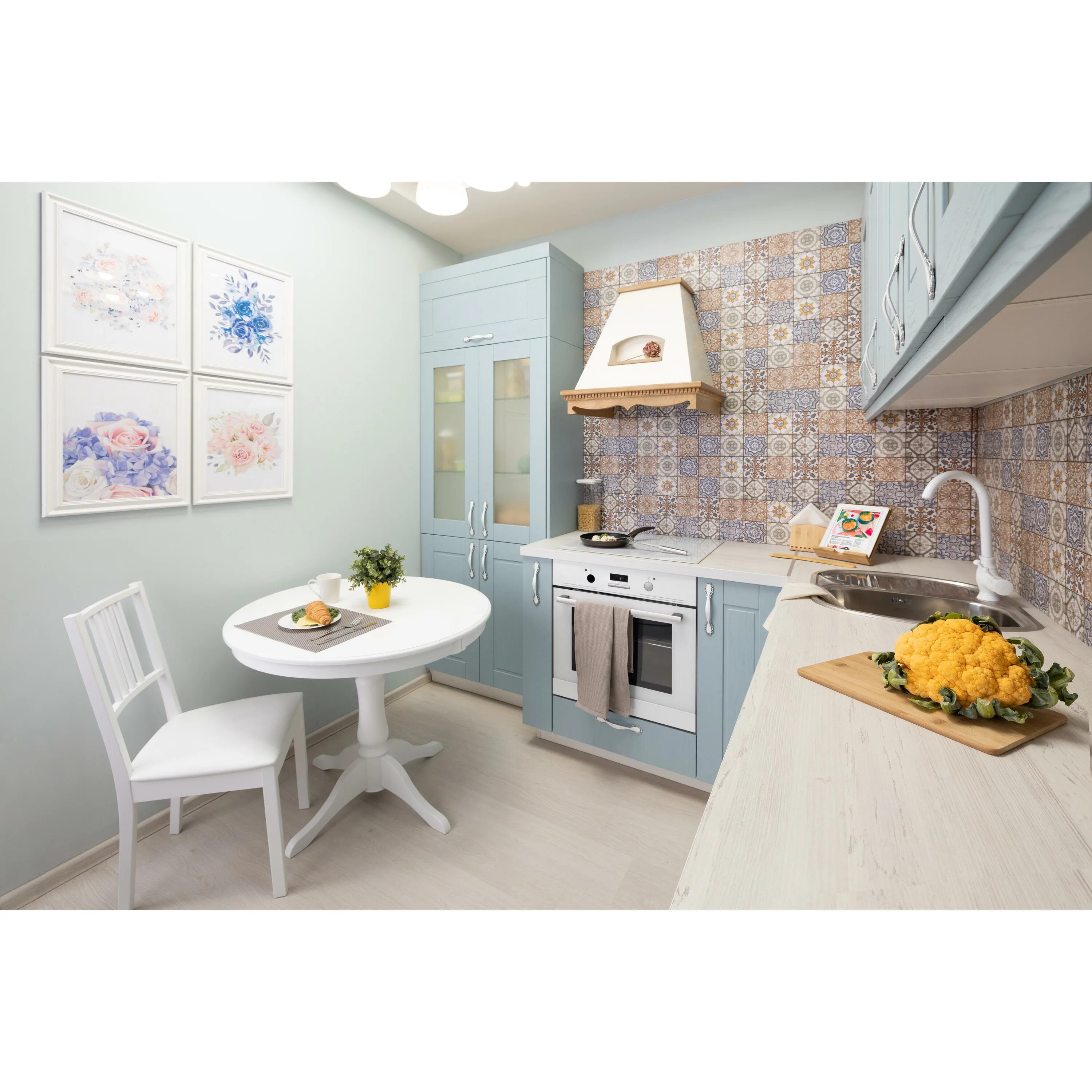 Кухня томари в интерьере Угол для кухонного шкафа Томари 4x76.5 см Delinia ID МДФ цвет голубой - купить в