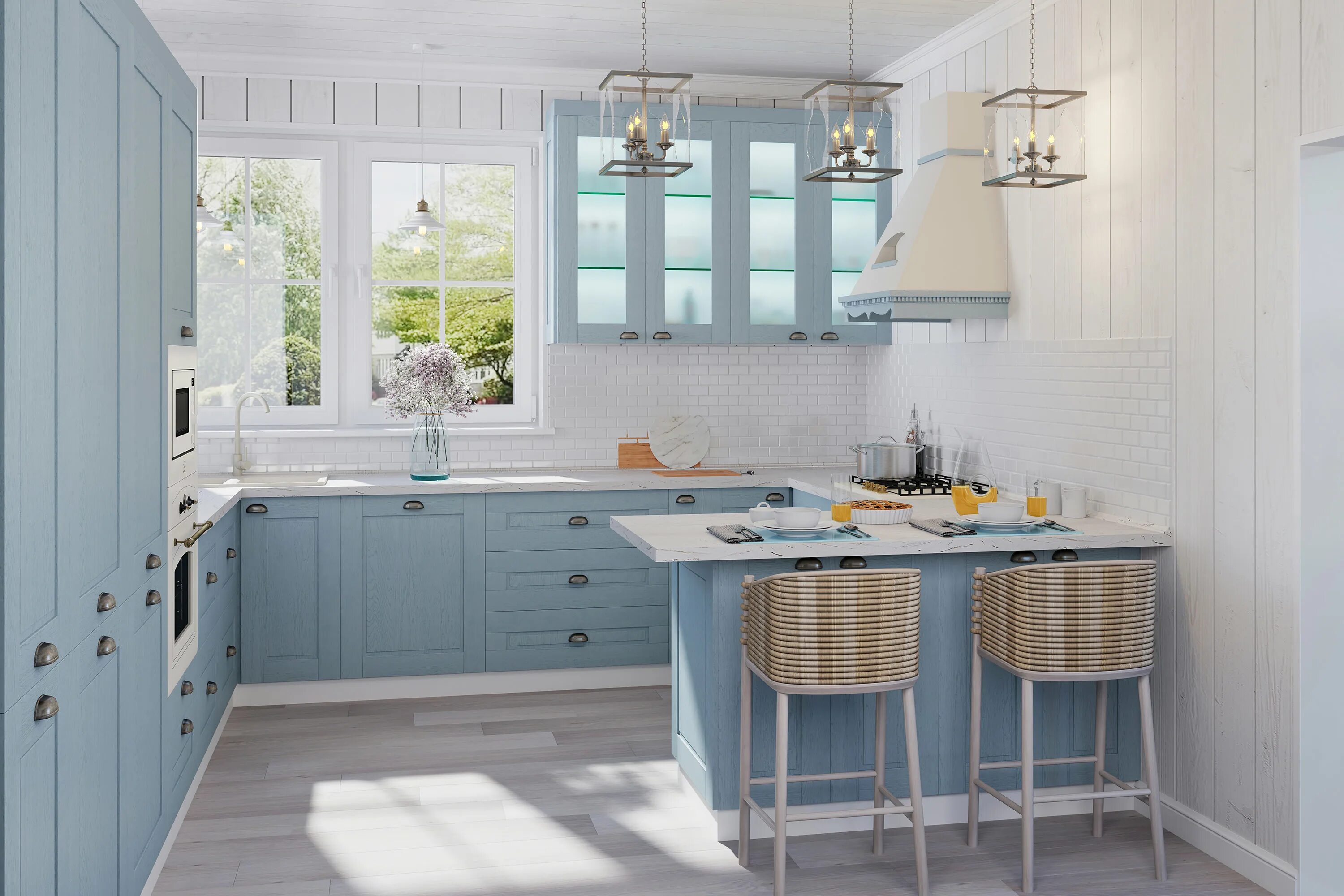 Кухня томари в интерьере фото Кухня в небесно-голубых оттенках - готовое решение в интернет-магазине Лемана ПР