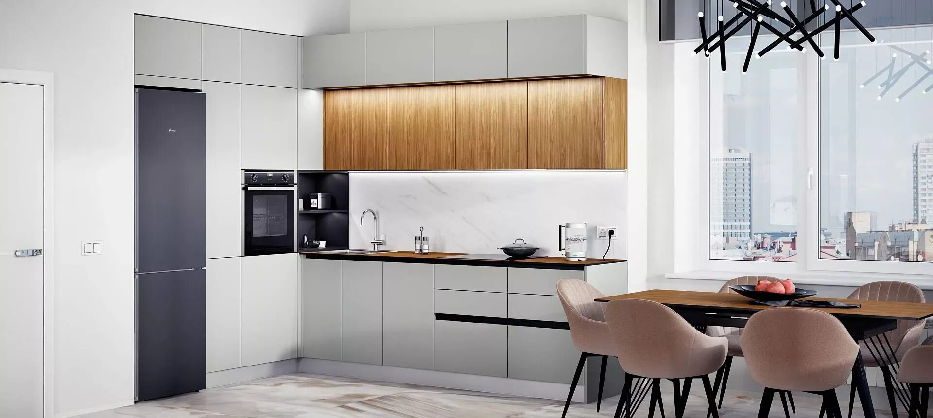 Кухня тренд 2024 фото Кухонный гарнитур Маттео - заказать у фабрики "Стильные Кухни и Интерьеры" в Сан