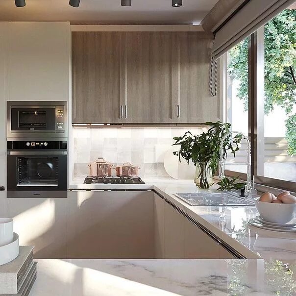 Кухня у окна дизайн современный Фотография Kitchen cabinets, Home, Kitchen